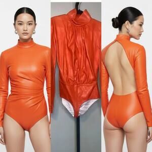 Sportmax Regno Lamb Leather Bodysuit – Size 40 (US 4-6)